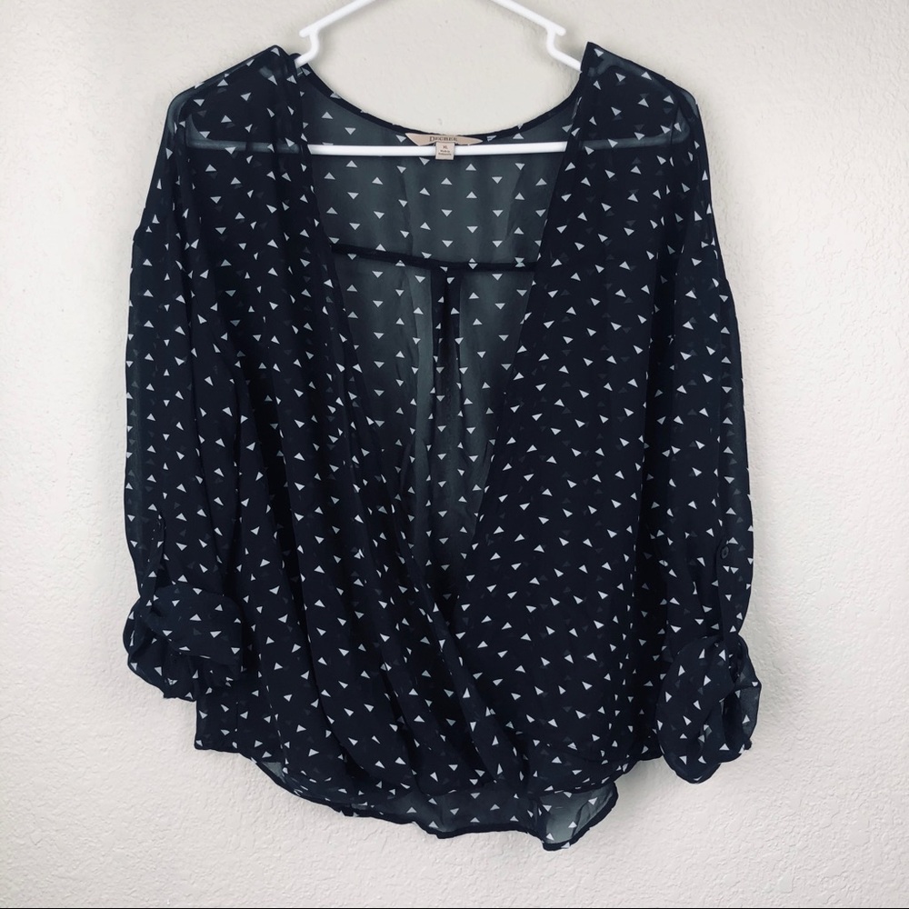 Decree Sheer Black & White Triangle Blouse